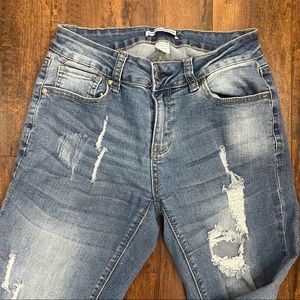Washed-out Distressed Blue Jeans